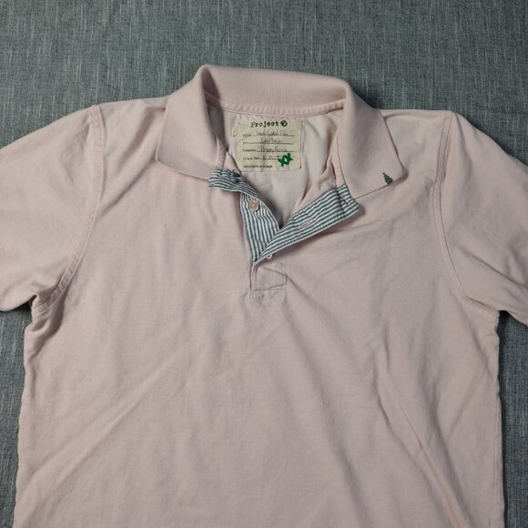 VINTAGE Project E Polo Size Large Pink Gray Stitch Laid Back West Coast - Picture 7 of 15